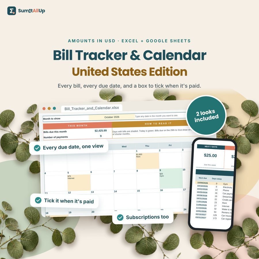 Bill Tracker and Calendar cover